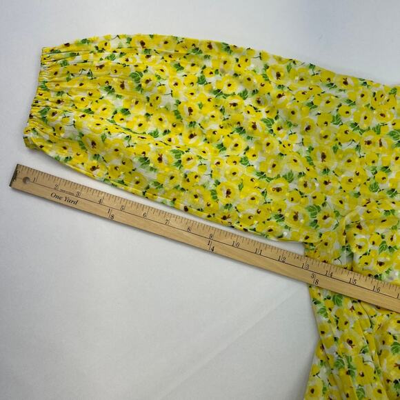 NWOT Loft Yellow Floral Cotton Peasant top Women's size Medium Petite - Picture 6 of 9